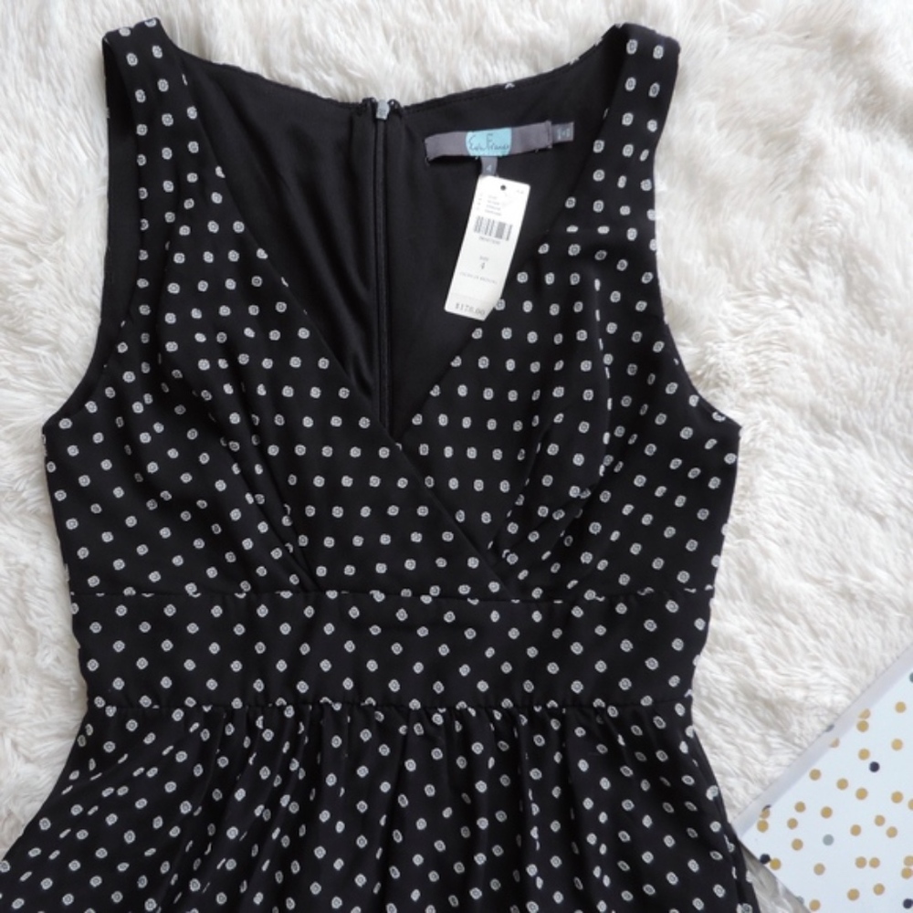 EVA FRANCO Sz 4 Black White CLIPDOT Maxi Dress - Picture 4 of 5